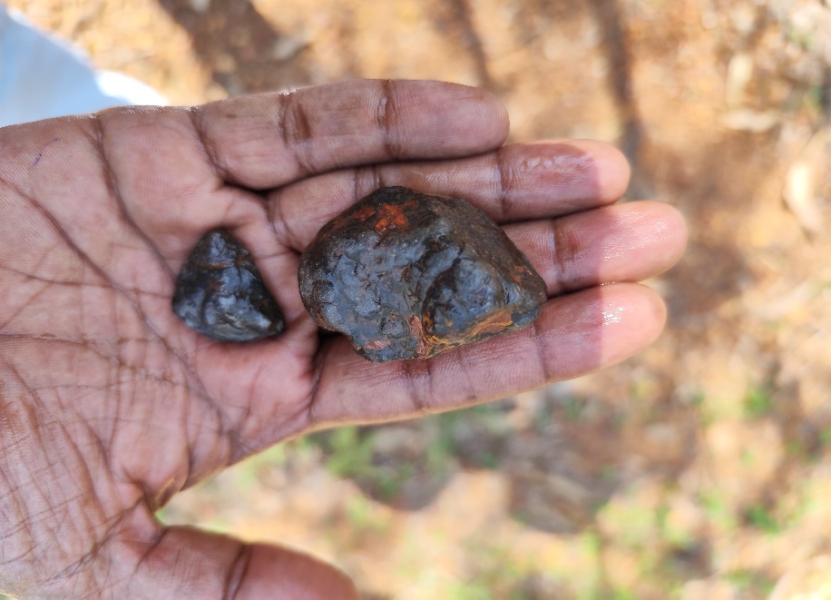 Cassiterite samples from the mine